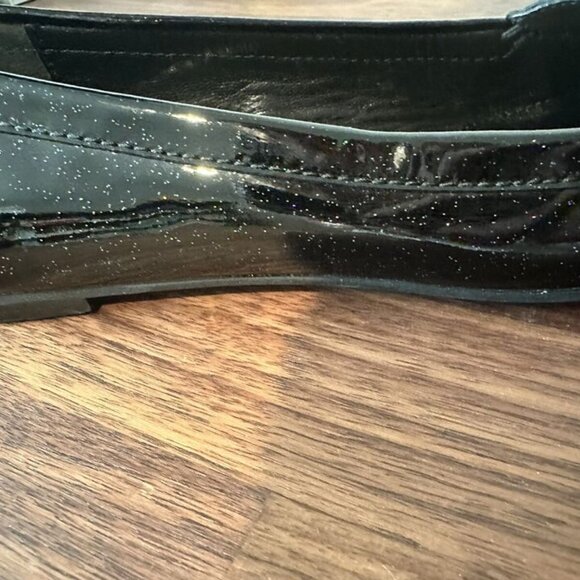 Coach Black Glitter Flats Loafers Drivers Charm Designer Patent Leather Size 6.5 - Picture 12 of 12